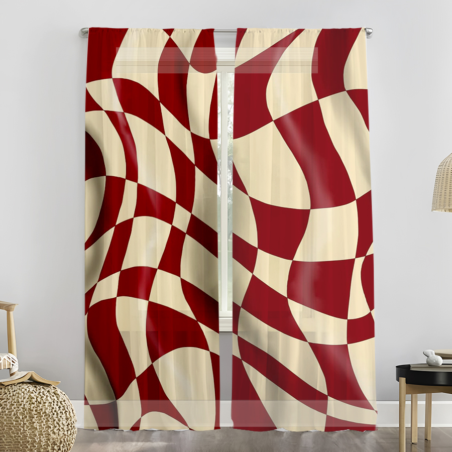 2PCS Sheer Curtains, Wine Red  - Curtain Rods recension och pris