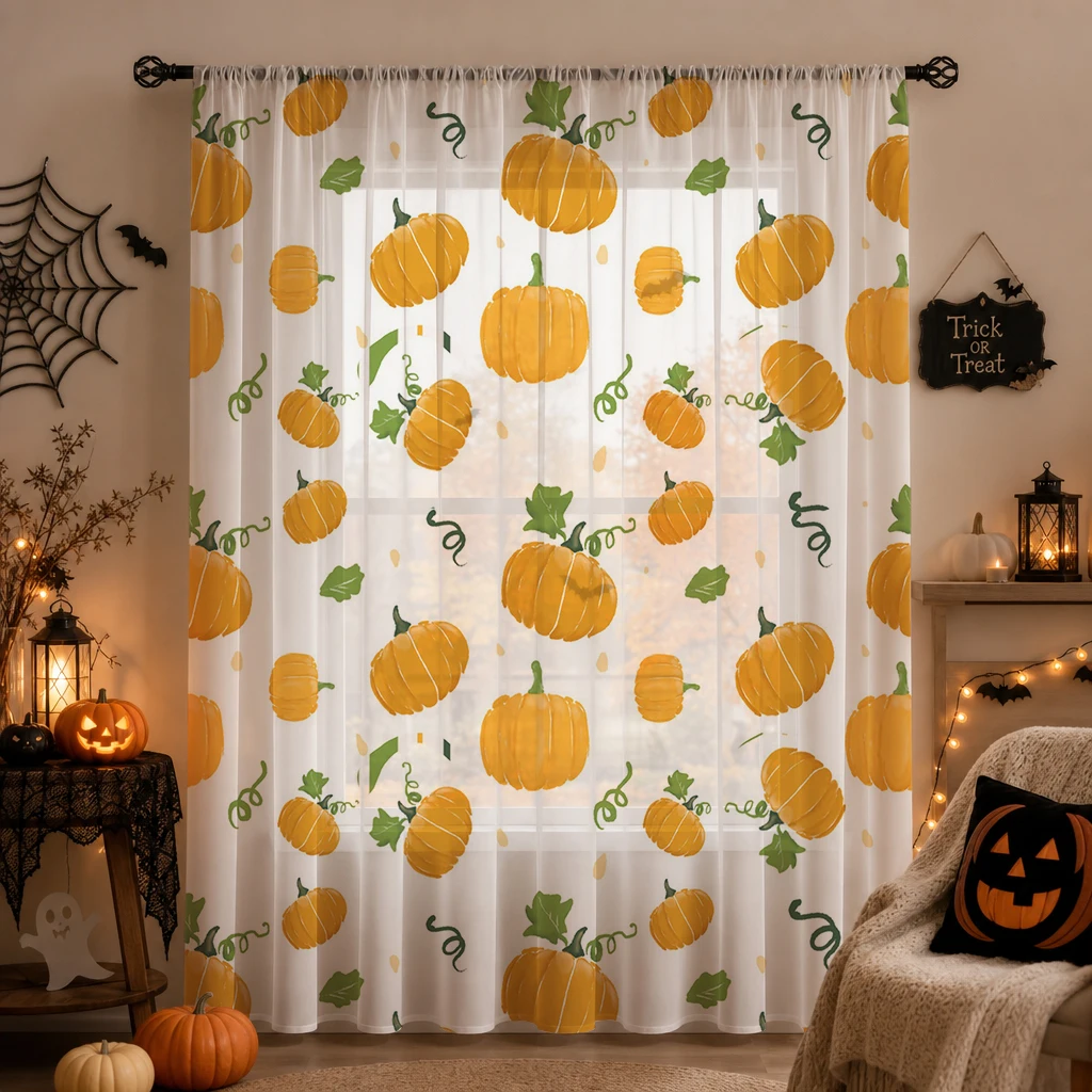 Halloween Sheer Curtain Rod Po - Curtain Rods recension och pris